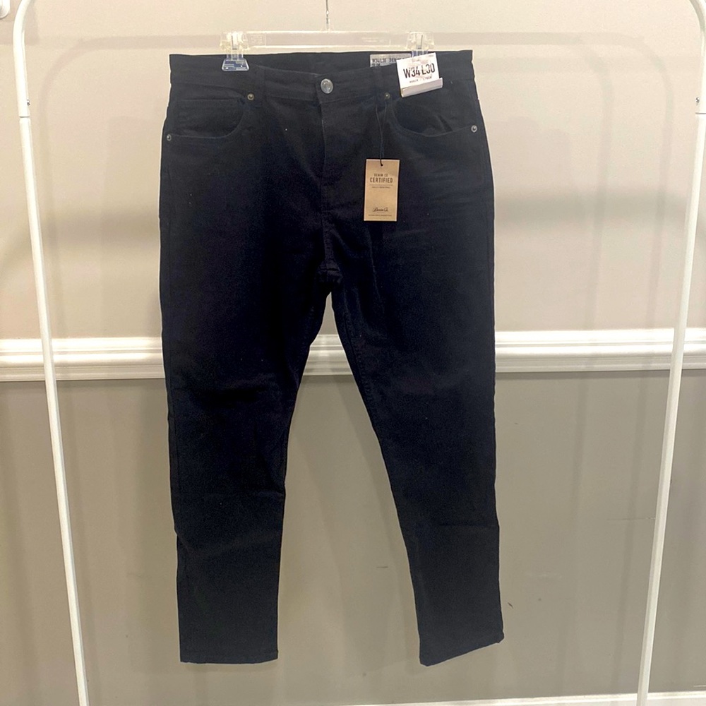 NWT Men’s Black Denim Slim Stretch Jeans Size 34W